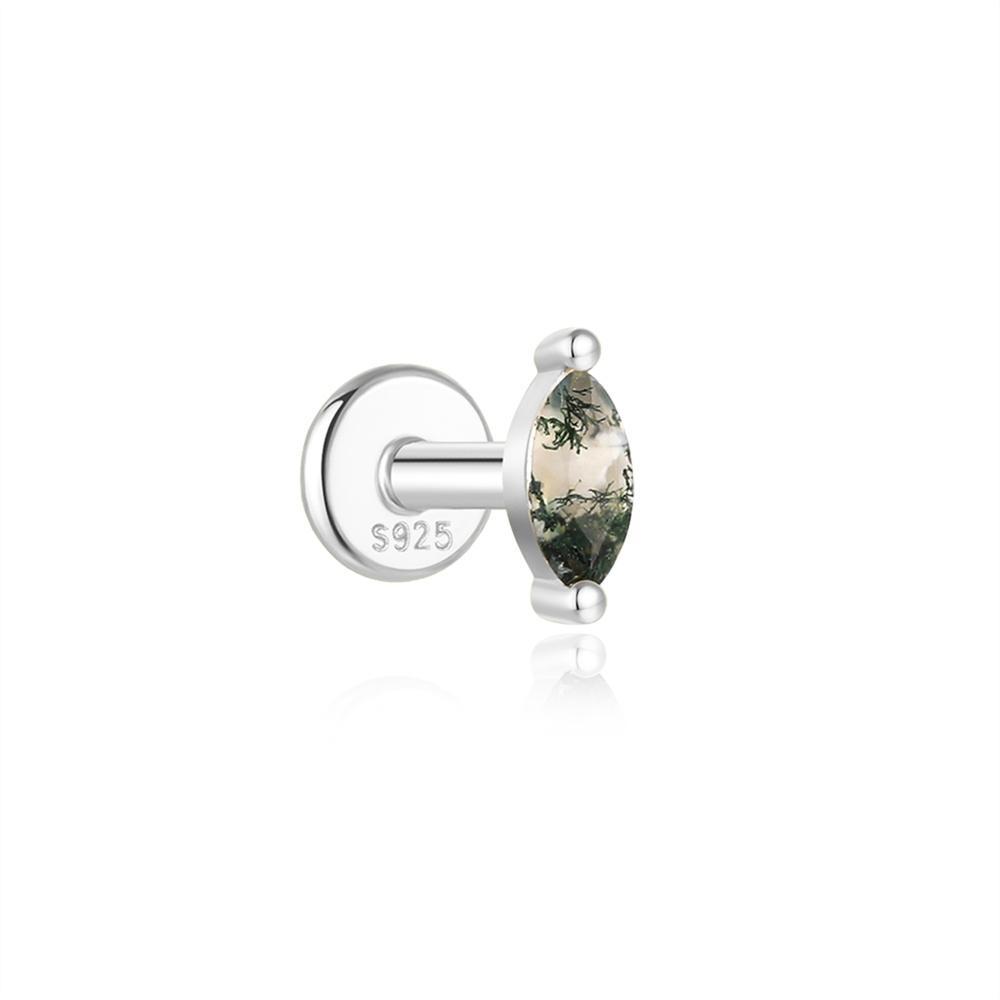 

ROXI Natural Moss Agate stone Stud Earrings for Women 925 Silver Gold/Silver 1 Piece Tassel Piercings Earrings Jewelry
