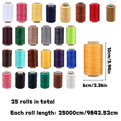 Fenrry Buntes 284 Yards Leder Nähwachsgarn - Praktisches Langes Nähgarn für Handwerk DIY/Buchbinden/Schuhreparatur