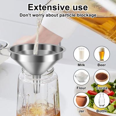 7Pcs Stainless Steel Kitchen Funnels Set Metal Funnels with Strainer for Filling Bottles Small Funnels for Essential Oil Spices