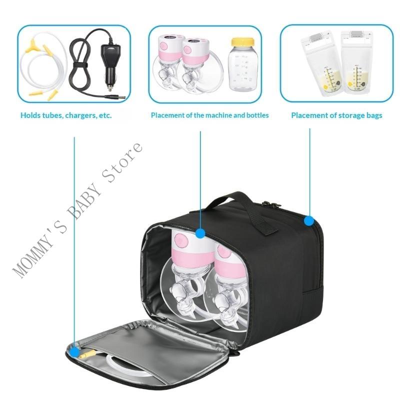 

Компактная сумка для хранения H3CD для электрических молокоотсосов, с подкладкой из пеноматериала и множеством карманов для организации, черная CN