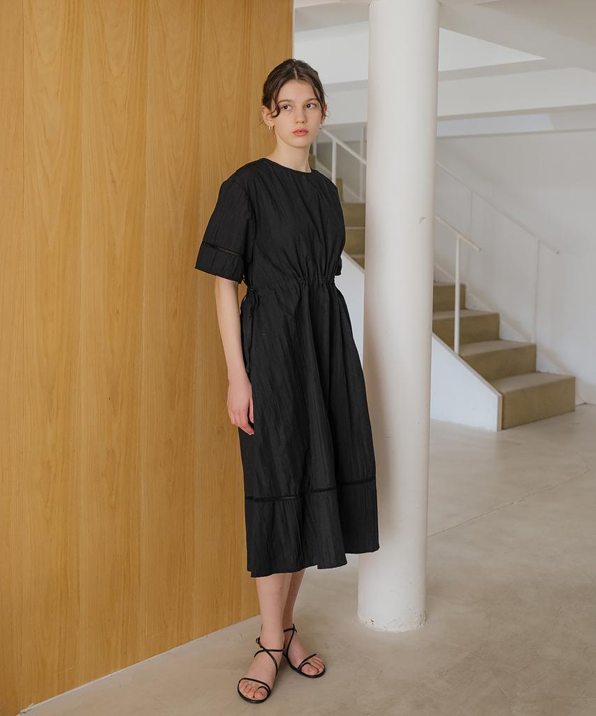 Unis Crease Black String Dress