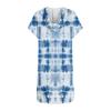 Women's Loose Shirts Printed Short Sleeve Drawstring Hoodies Knit Side Slit Tunic Hooded Tops With Pocket