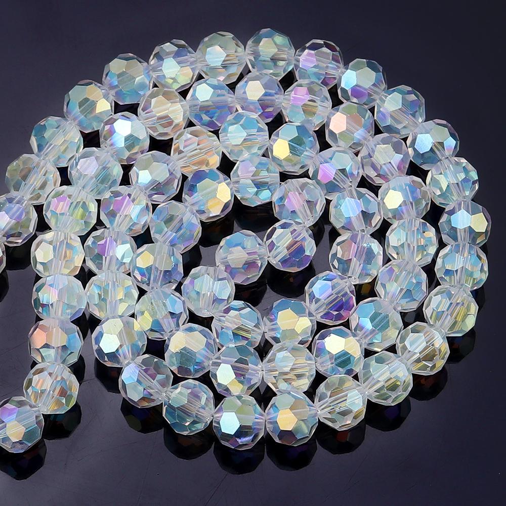 1 Strand/Lot Faceted Crystal Round Beads AB Color Rhinestone Ball Shape Bead for Jewelry Making DIY Bracelet Beading Accessories