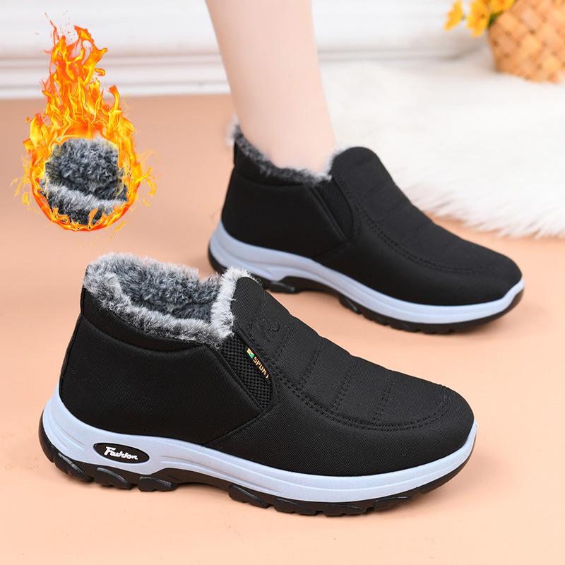 Cotton shoes warm shoes middle-aged and elderly cotton boots piled and thickened snow boots thick-soled comfortable short boots cold-proof