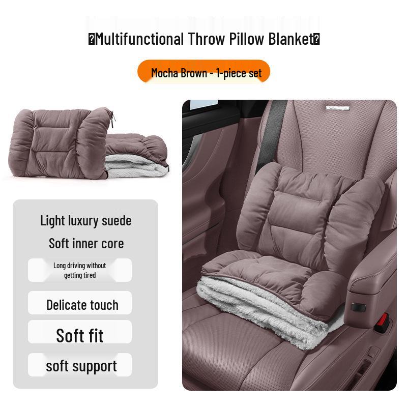Winter Headrest & Lumbar Support Pillow for AITO M7/M9/M5 - Plush Lambswool Two-in-One Blanket