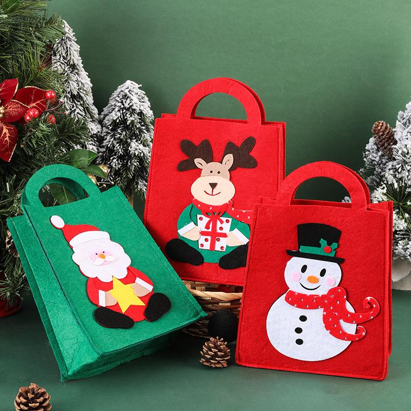 Christmas Bag Reusable Candy Tote Bag Christmas Tote Tote Mini Felt Bag For New Year Kids Present Home Decorations Gift