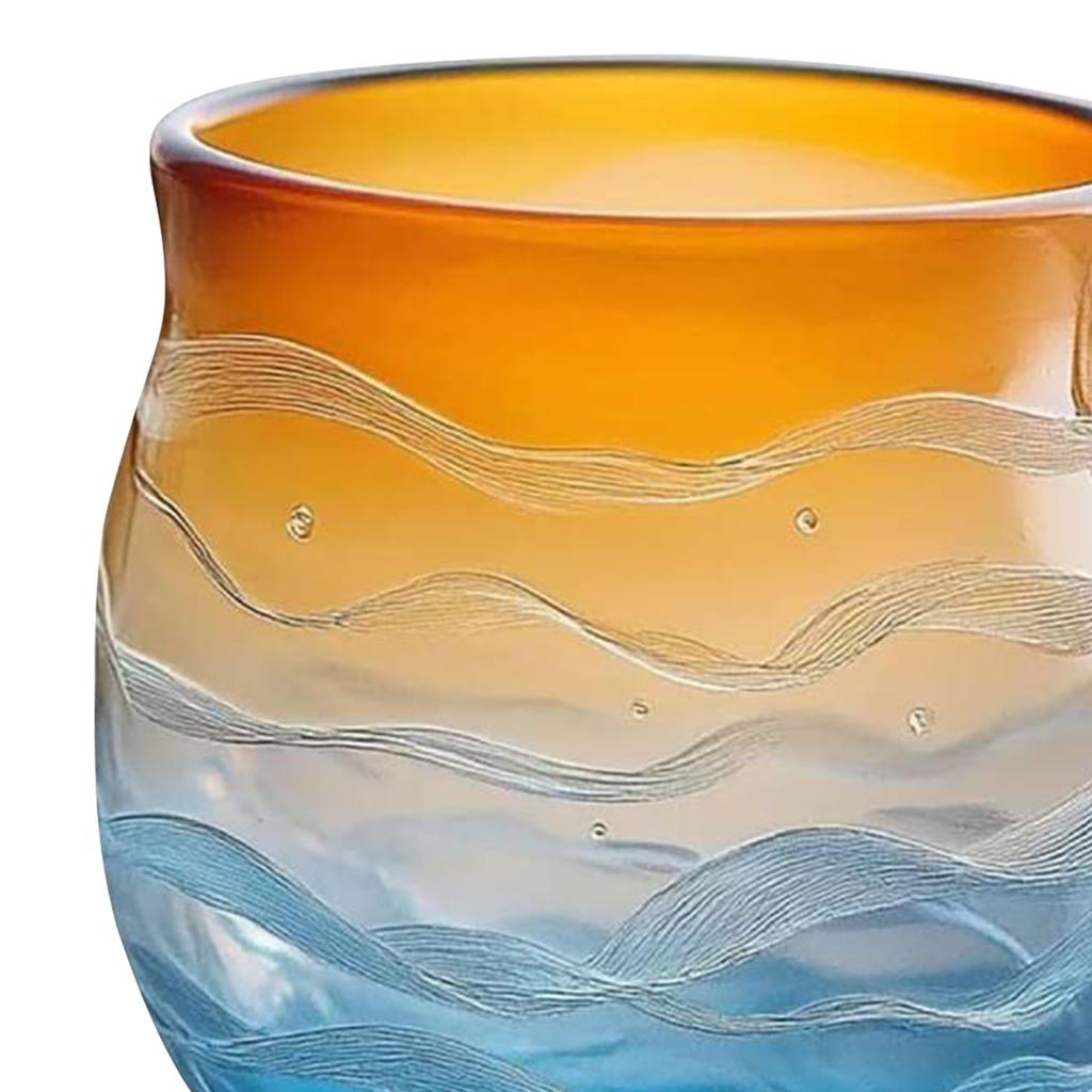 Sea Glass Wave Mug for Lovers Textured Sea Wave Design Oceanic Theme Drinking Cup Sea Glass Sunset Mug for Coffee Wine Ice Drink