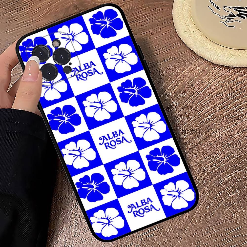 Fashion A-ALBA R-ROSA Phone Case For IPhone 17 16 15 14 13 12 11 Pro Max Plus Mini Silicone Black Cover