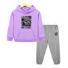 Boys Girls Hooded Spors Sets Kpop Demon Hunters Print Hoodie Fleece Sweatshirt Jacket 2pcs pullover+Pant Kids Boutique Clothes