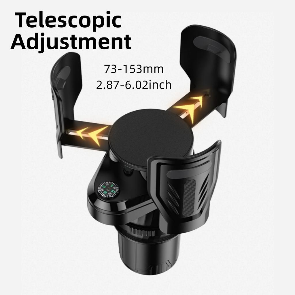 Car Cup Holder Expander Dock with Compass Compatible for One Existing Cup Holder-Upgrade To Two Holders,360°Adjustable Noise-Free Cup Holder Expansion