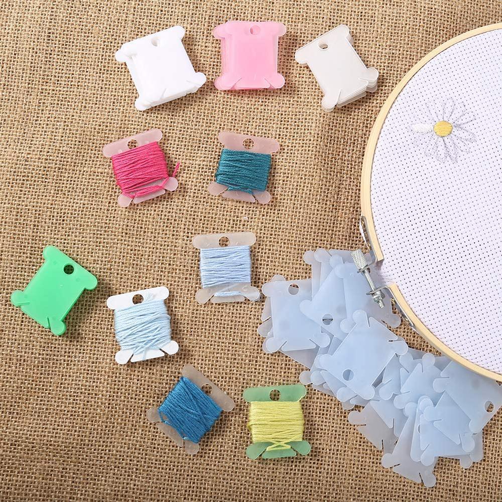 50/100Pcs Plastic Floss Bobbins for Embroidery Floss Organizer Cross Stitch Thread Winder Bobbins Storage DIY Craft Sewing Tools