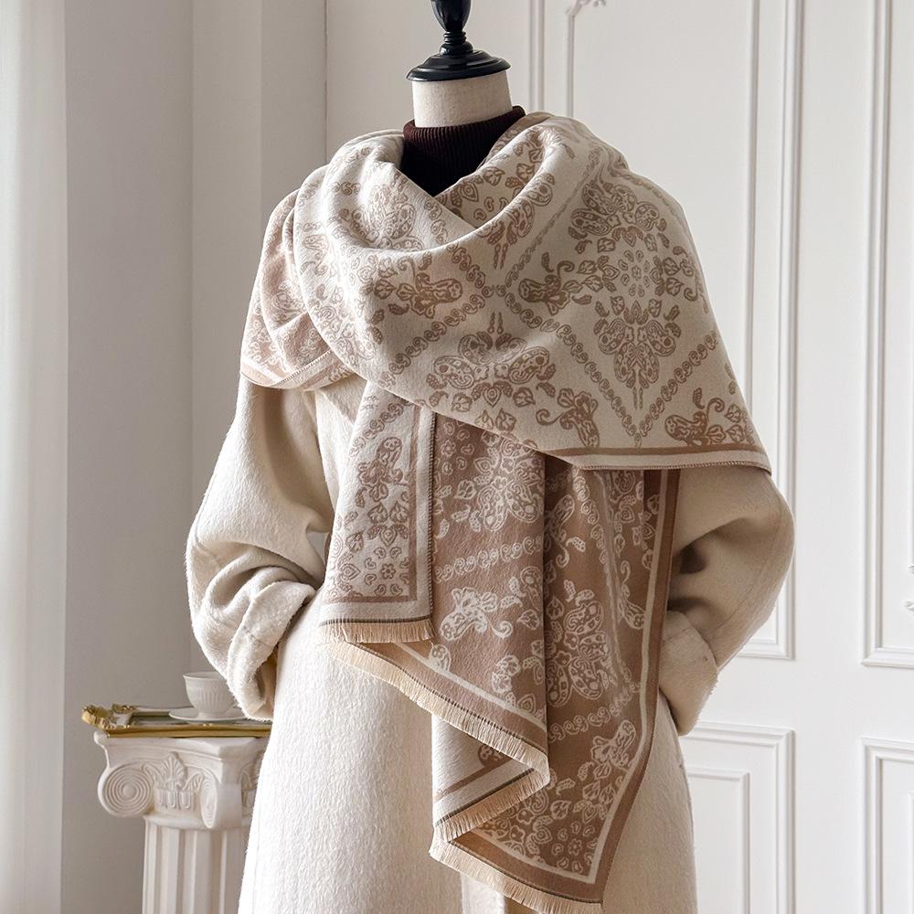 Light luxury imitation cashmere shawl women's clothing with large scarf party shawl air-conditioned room warm scarf blanket