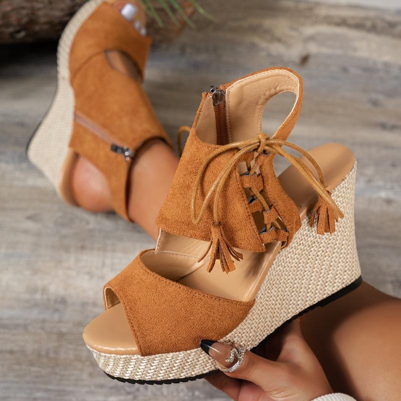 Fashion Women Wedges Peep Toe Sandals New Platform Ankle Strap High Heels Shoes Female Beach Wedding Sandals Women Sandalias De Mujer