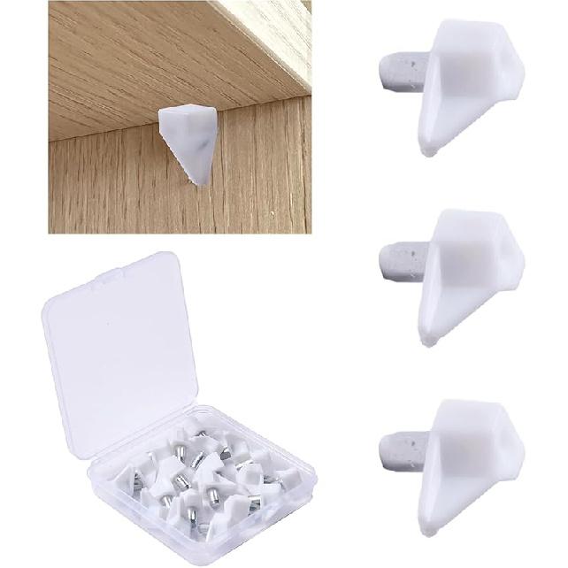 20 Pack 5 Millimeters White Shelf Support Peg, Durable Plastic Shelf Supports Pin Lightweight Cabinet Shelf Pegs, Transparent Shelf Holder Pins for