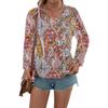 Plus Size Women's New Autumn Printed V Neck Long Sleeved Top