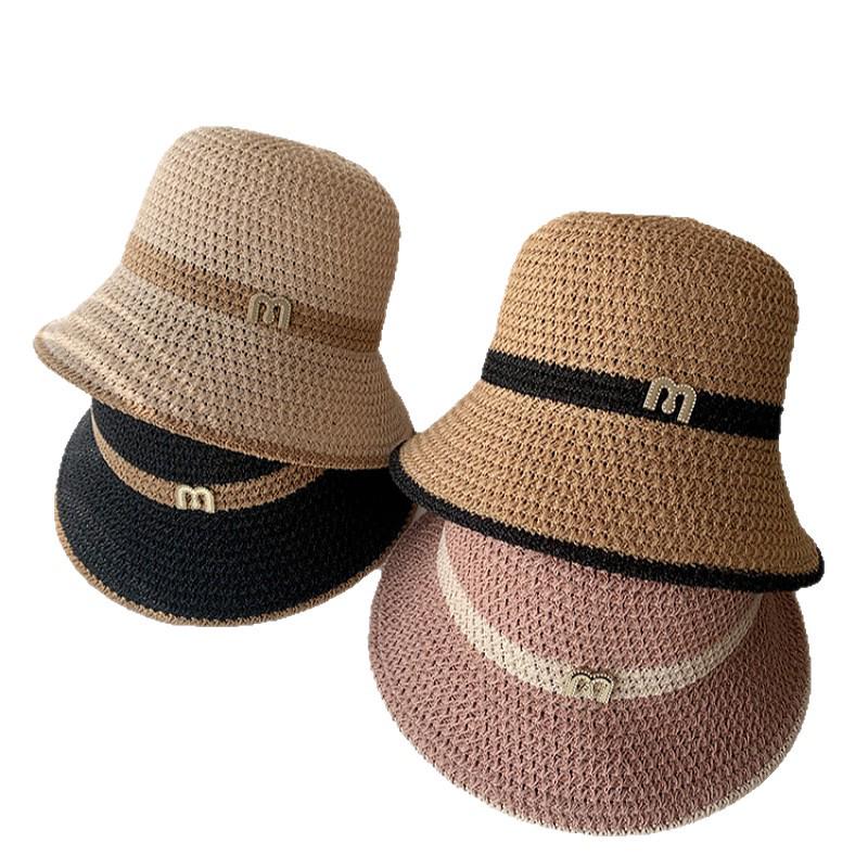 Women's Summer Face-Slimming Wide Brim Straw Bucket Hat