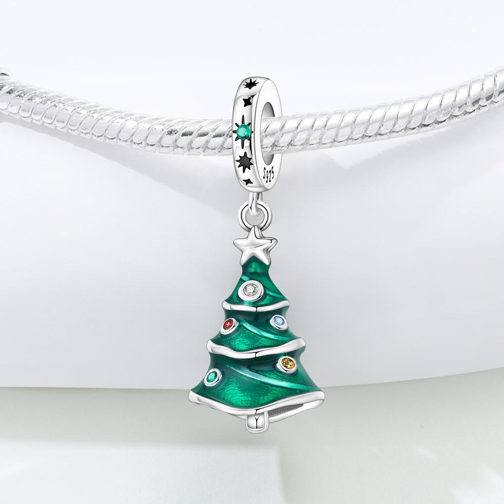 Copper Christmas Tree Decoration Beads Original Pendants Bracelet Charm Jewelry Party Diy Trendy Gifts