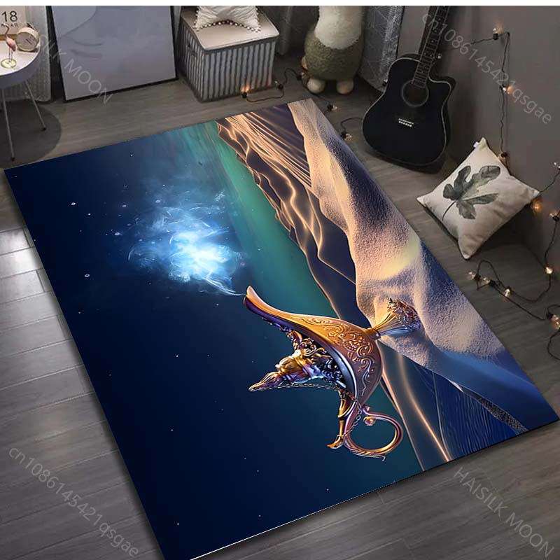 1PC Fairy Tale Wishing Lamp Painting Carpet for Living Room Bedroom Sofa Doormat Decor Sofa Table Area Rug Non-slip Floor Mat