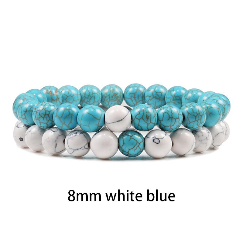 New Design Set Bracelet Couples Natural Stone Bracelets Tiger Eye Beaded Yoga Bracelets for Men Women Elastic Rope Jewelry