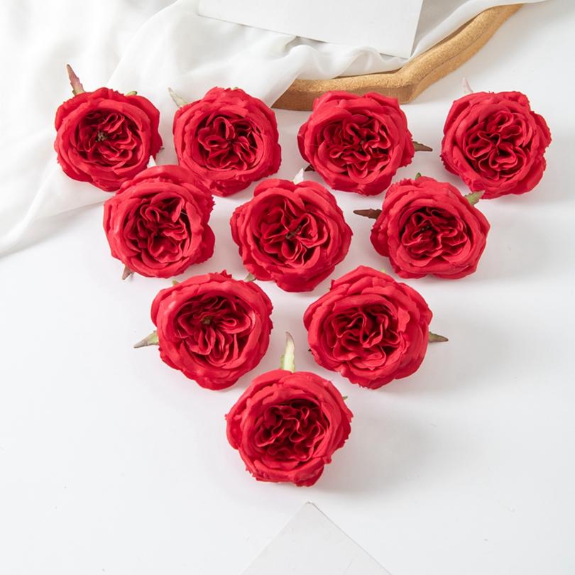 

10Pcs Silk Peony Artificial Flowers Wall for Home Party Wedding Decor Floral Arrangement Roses Bundle Accessory Christmas Wreath 5PCS красный
