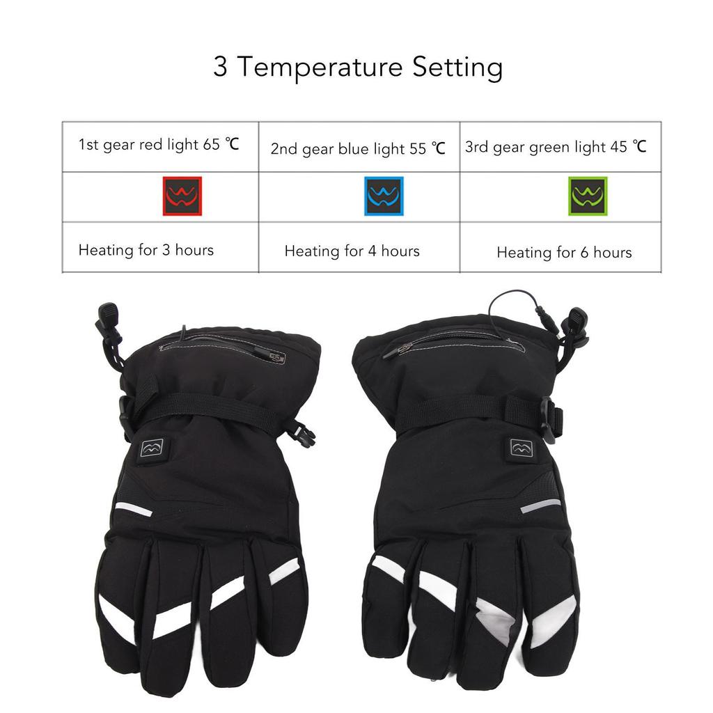1 Pair Electric Heated Gloves 3 Temperature Setting Battery Powered Rechargeable Heating Thermal Touchscreen Gloves for Men Wome