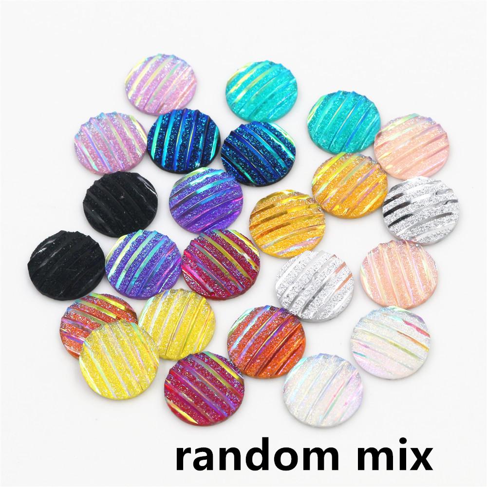 40pcs 8mm 10mm 12mm Mix Colors Mermaid Fish Scale Flat back Rhinestone Round Cabochon Embellishment Scrapbooking DIY Crafts