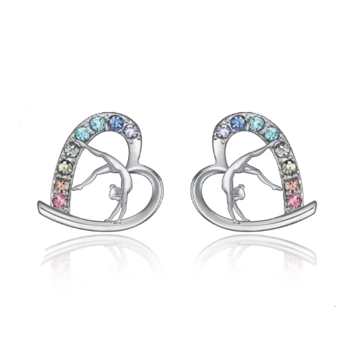

Colorful S925 Silver Heart Stud Earrings 925 Silver серебряный