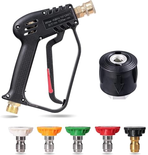 YUET Short Gun, Compatible with Karcher, Brass High-Pressure Washing Short Gun, Karcher Nozzle, High-Pressure Washer Gun Nozzle, Car Wash, Short Gun,