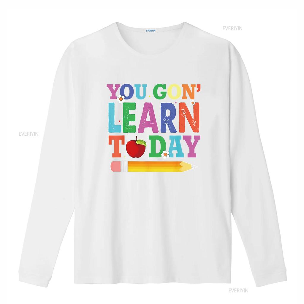 You Gon Learn Today Teacher Squad Funny Back To Sc Cute and Casual Womens T Shirt with Unique Design vintage Washed Stretched