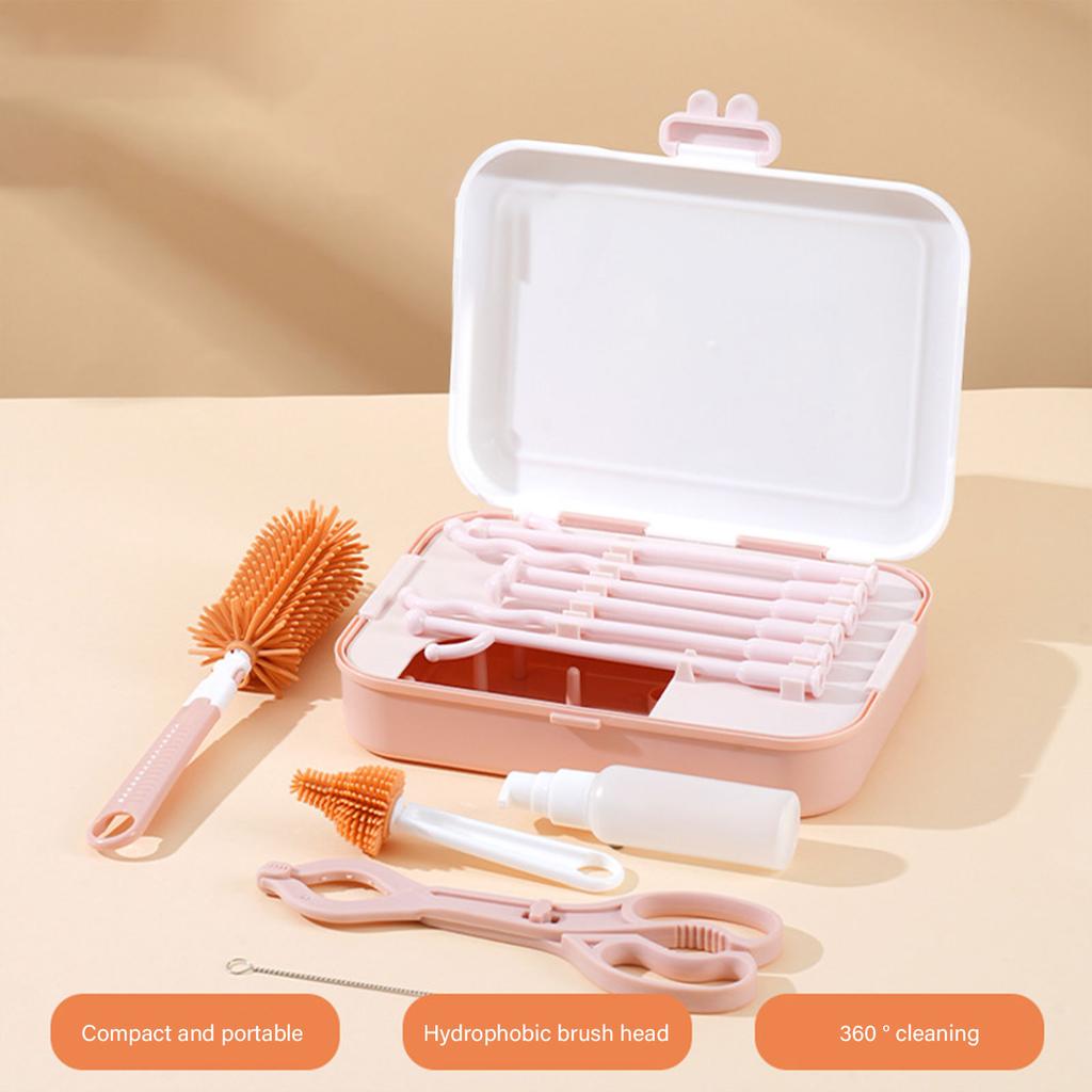 Babyflaschen-Reinigungsset Flaschenreinigungswerkzeug für Zuhause Reise Babyflaschenbürsten-Set mit Bürste Leerer Flaschentrockenständer