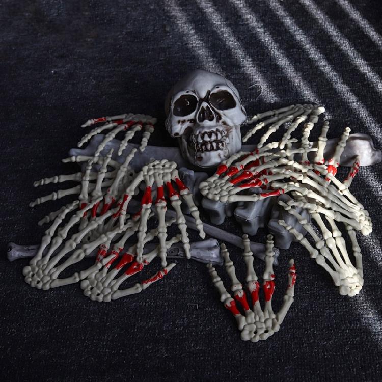 1Pair Halloween Skeleton Hands Plastic Skeleton Human Hand Bone Decoration for Halloween Themed Party Zombied Party