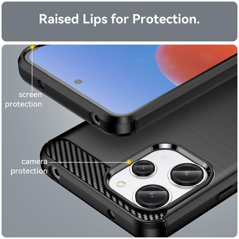 For Xiaomi Redmi 12 Case Shockproof Anti-knock Silicone Carbon Fiber Back Cover For Redmi 12 Case For Redmi 12 Case 6.79 Inch