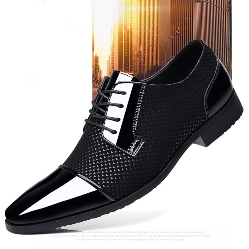 FashionMens Dress Shoes Lace Up Oxfords Business Office Pointed Black Men's Formal Outdoor Wedding Shoes Luxury British Gents Shoes