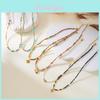Stainless Steel Sunflower Necklace With Natural Turquoise Beads For Women