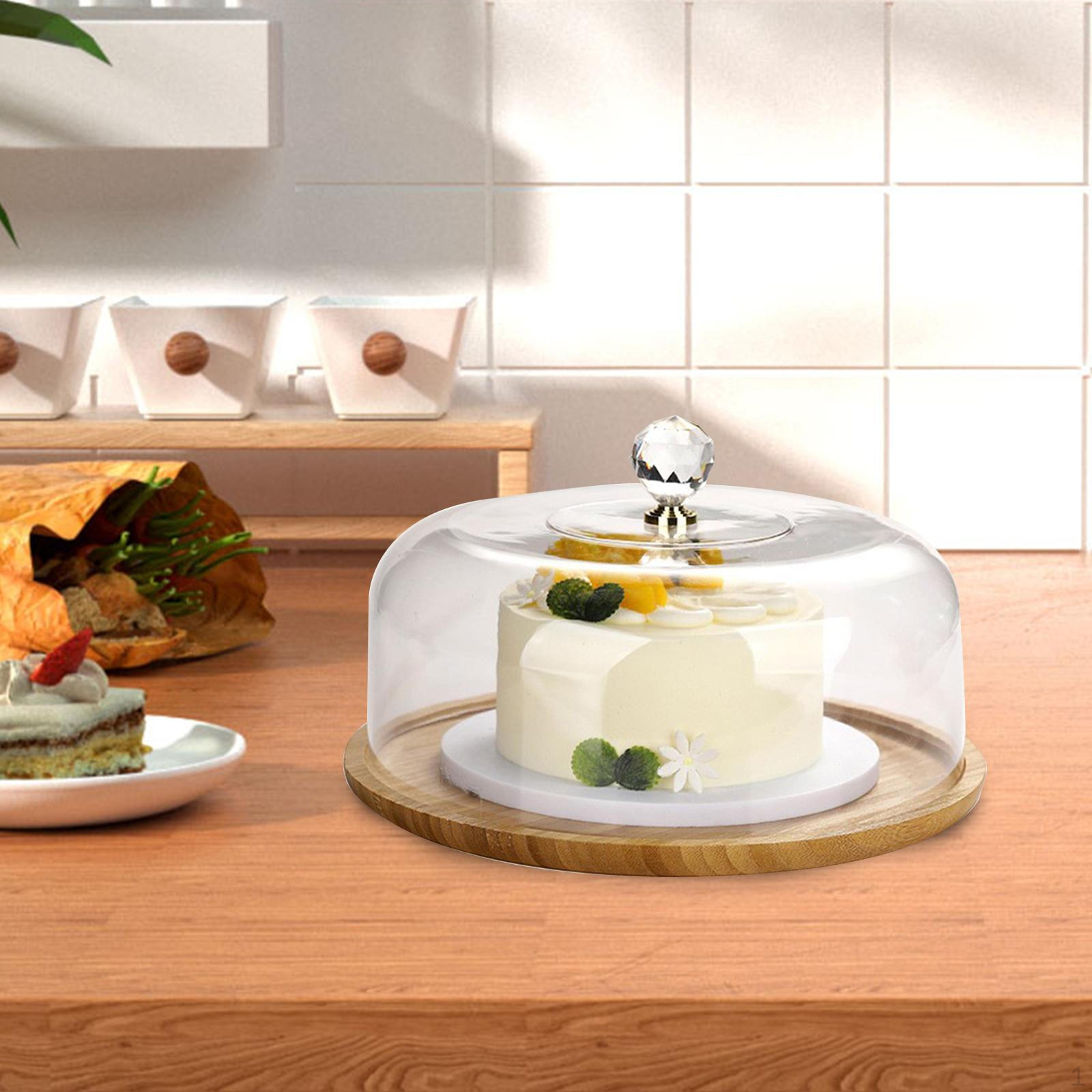 

Bamboo Cake Holder with Dome for Serving and Storing Breads Pastries Style C