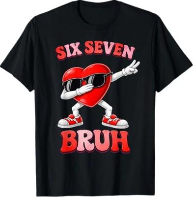 Valentinstag Six Seven Bruh 6 7 Meme Dab Herz T-Shirt