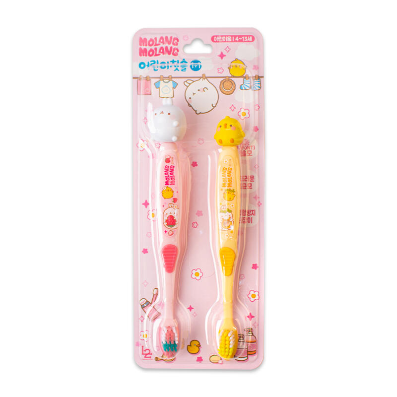 Molang figure toothbrush for children ages 4-13, 2-piece set