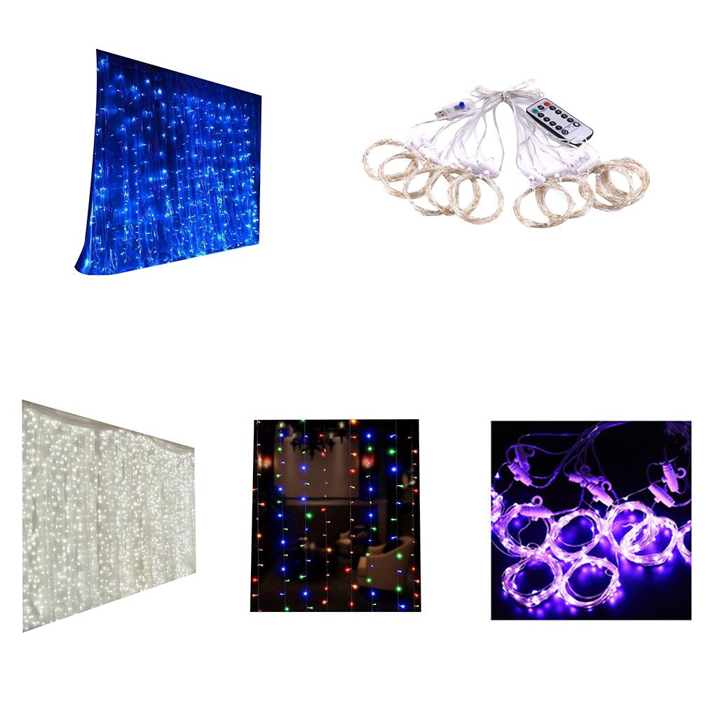 300 LED Curtain Fairy String Lights Hanging Backdrop Lamp Wedding Party Decor