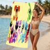 Beach Towel with Smiling Critters Pattern - Soft,absorbent,machine Washable Lightweight&Modern,swimming,Travel Essentials