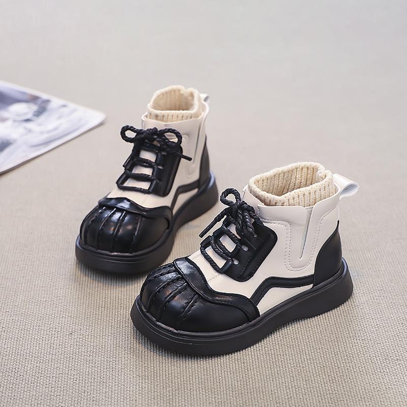 

Бархатные ботильоны для девочек, детские модные ботинки в британском стиле, супермягкие зимние ботинки для девочек 33 чёрный