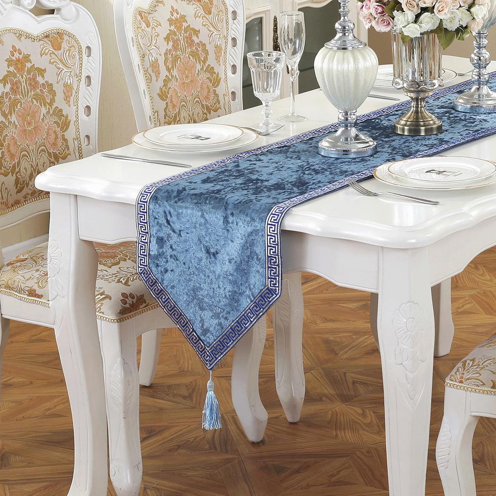 Chinese Table Runner Modern European Jacquard Table Runner Simple Fashionable Solid Color Light Luxury for Party Home Decoration
