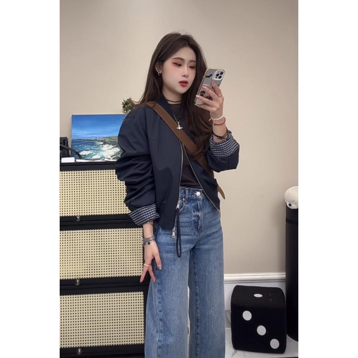 

Женская модная бейсбольная куртка в стиле пэчворк - Мода весна 2025 M (90-115 jin)