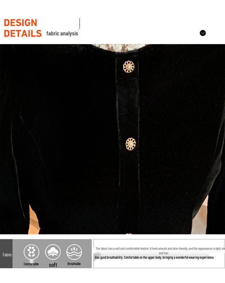 Elegant French Retro Velvet Lace Dress - Hepburn Style Black Dress for Autumn/Winter