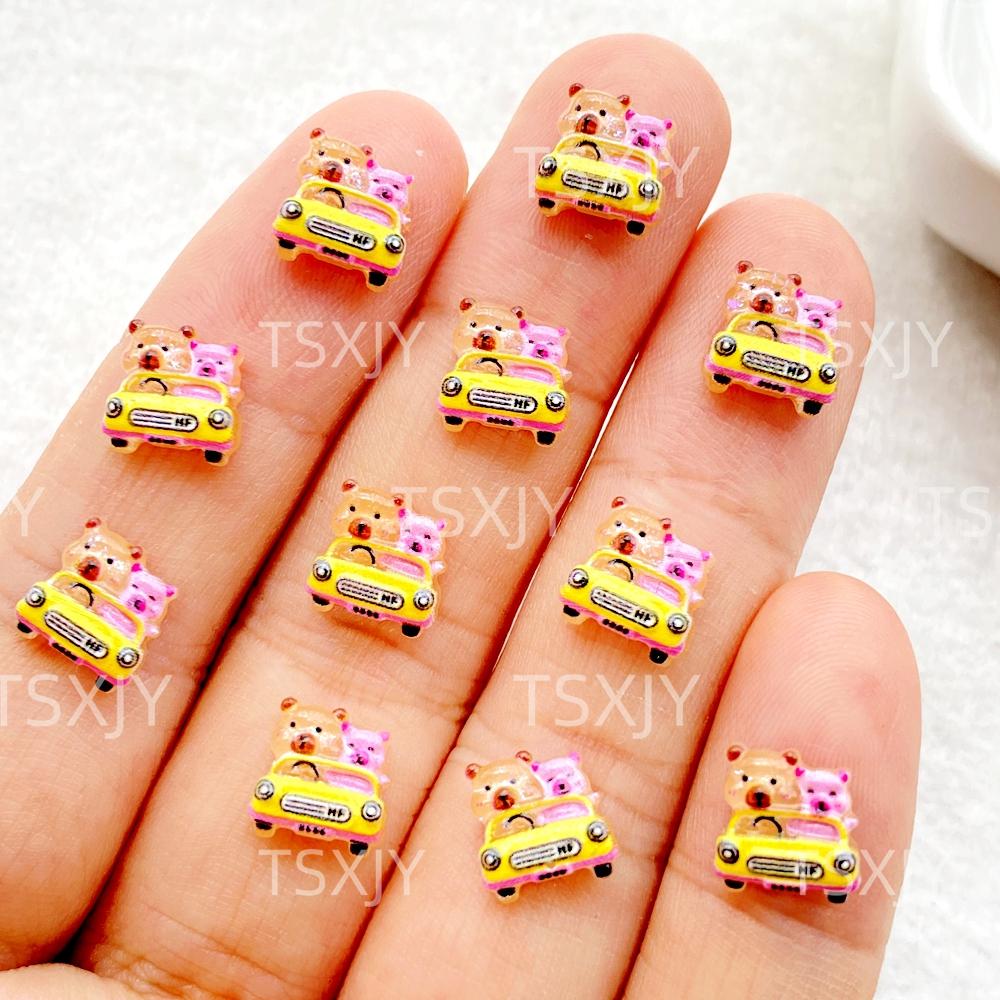 

50Pcs Resin 3D Mini Cartoon Summer Beach Coffee Bear Flatback Figurines Scrapbook Wedding Applique Nail Art Decor Crafts