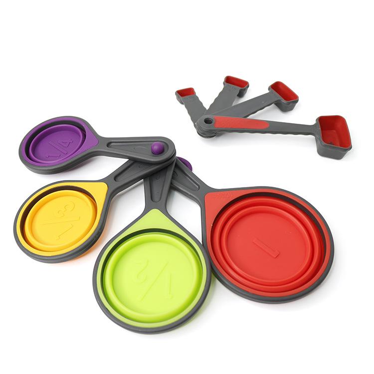 8-Piece Silicone Collapsible Measuring Cups & 4-Piece Measuring Spoons Set - In Stock