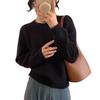 Round Neck Solid Color Pullover Sweater for Women Soft Autumn and Winter Knitted Top