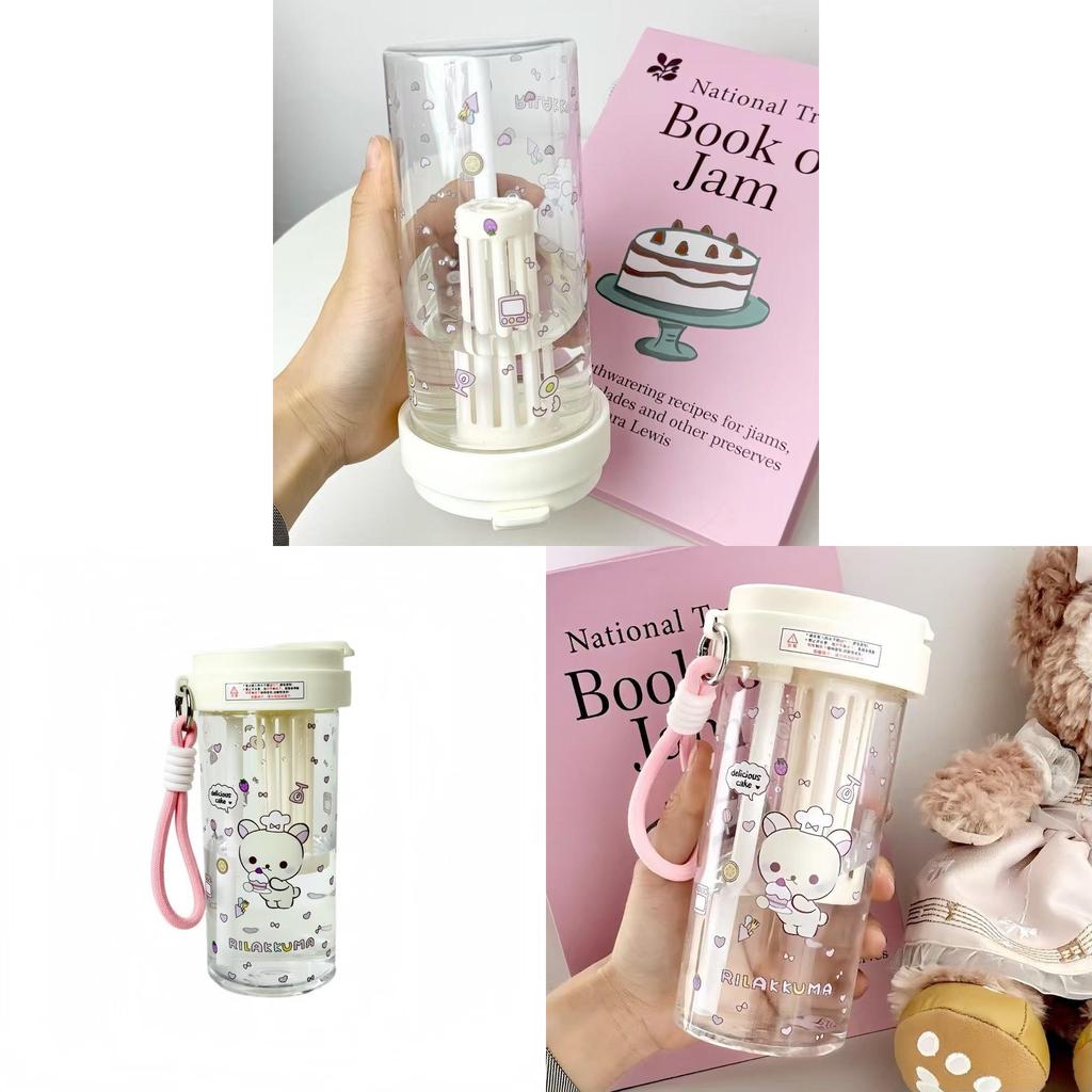 Pc Insulated Straw Cup With Cartoon Design For Office And Home Use