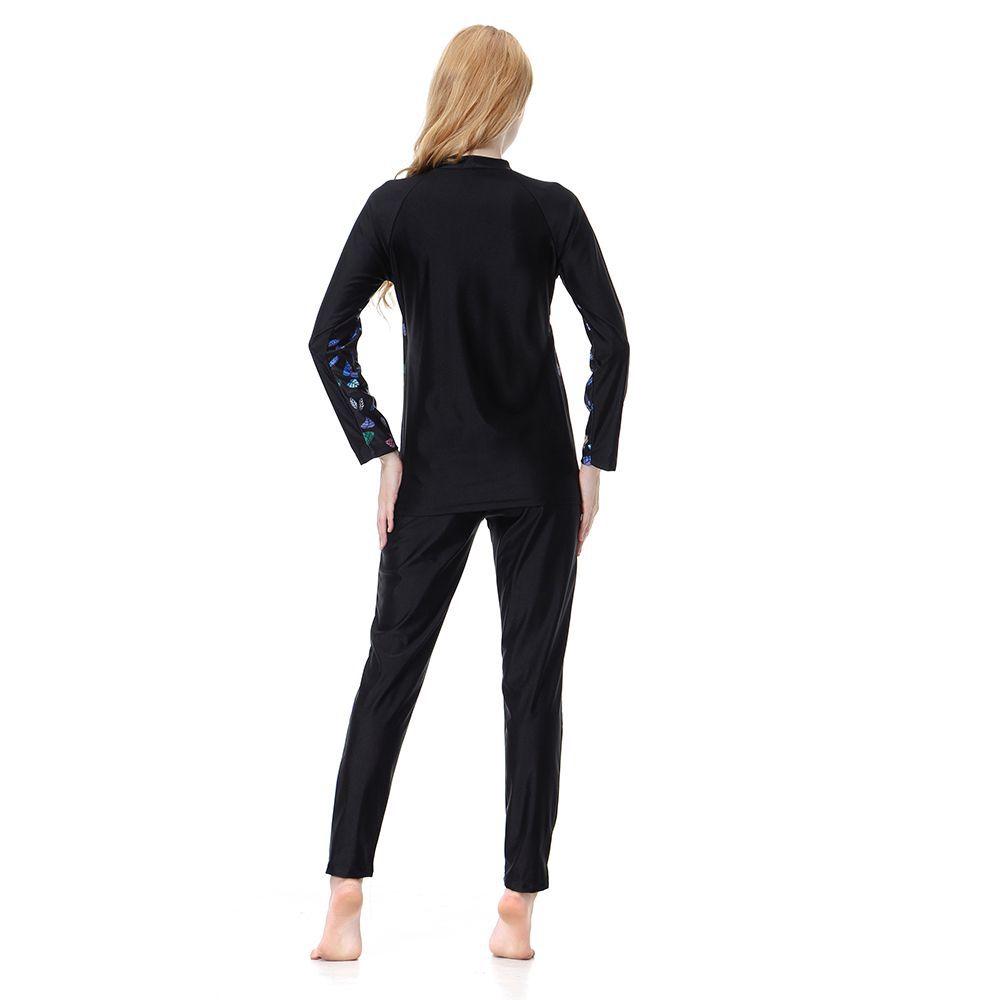 Costume da bagno musulmano da donna taglie forti con cuffia, costume da bagno con stampa musulmana, 3 pezzi, abbigliamento da spiaggia, costume da bagno da donna ad alta elasticità e conservatore