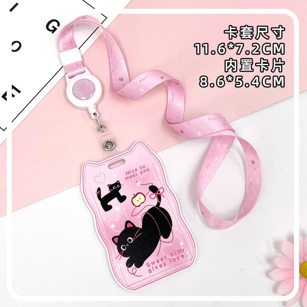 Creative Cat Ear Wave Card Cover Student Campus Cards Case Employee Id Card Holder Sliding Cover ABS ID Holder Bus Card Holder