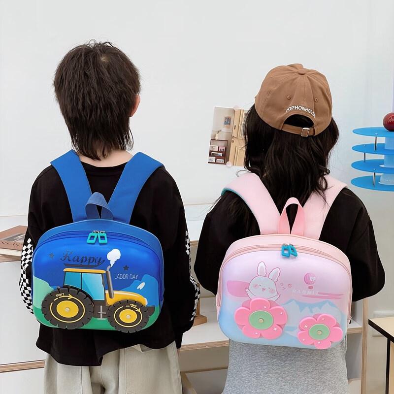 Ruizhi Cartoon Toddler Backpack - Construction Vehicle & Flower